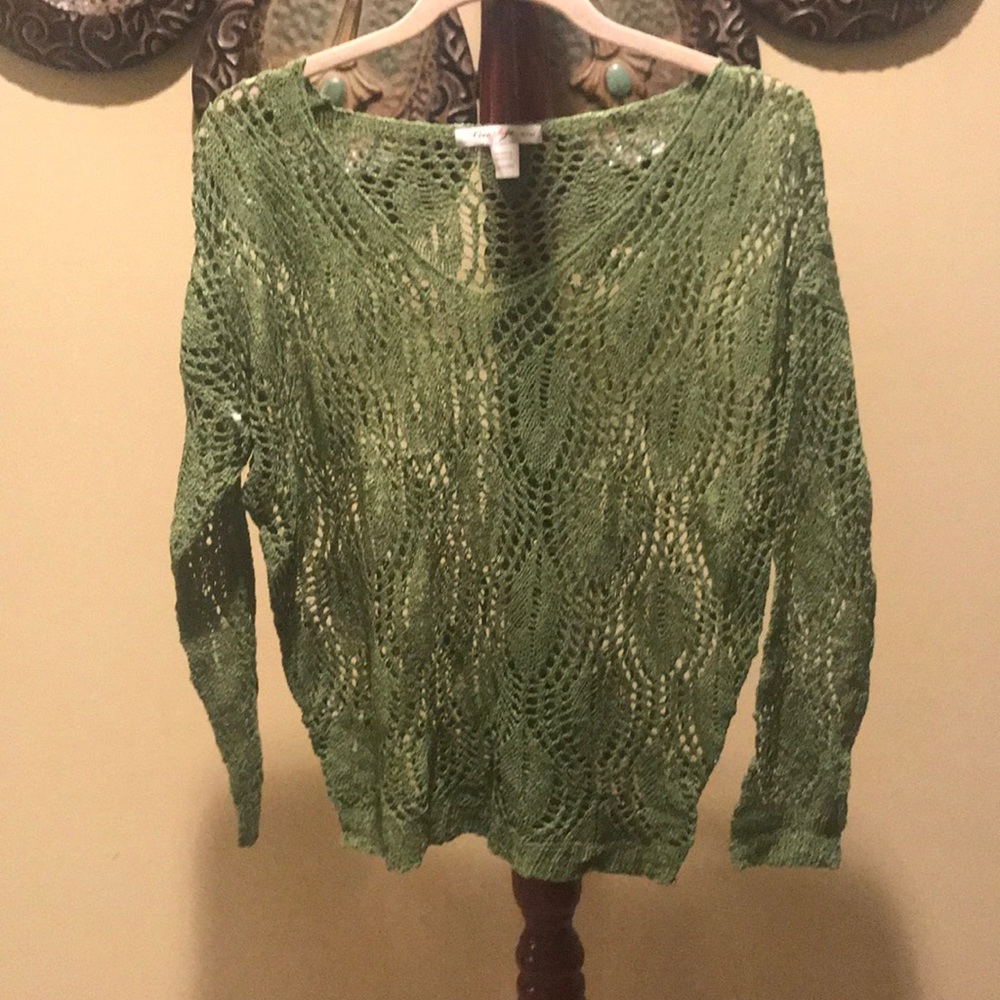 Olive sweater/ swim coverup